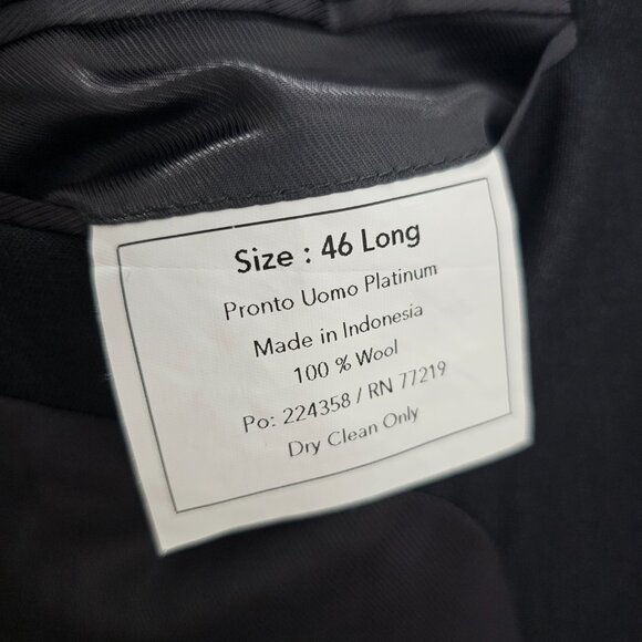 Pronto Uomo 46L Gray Solid 2-Button Sport Coat Blazer Jacket T742 - Picture 11 of 11